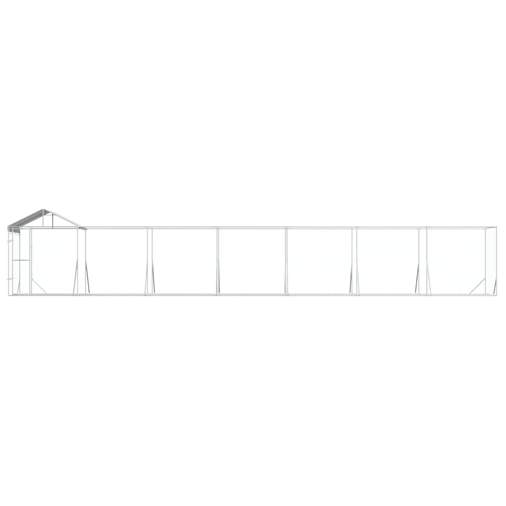 Utendørs hundekennel sølv 14x2x2,5 m galvanisert stål