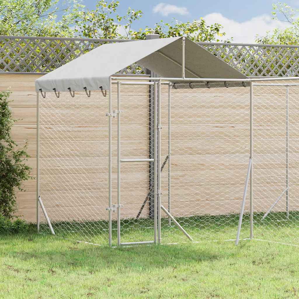 Utendørs hundekennel sølv 4x4x2,5 m galvanisert stål