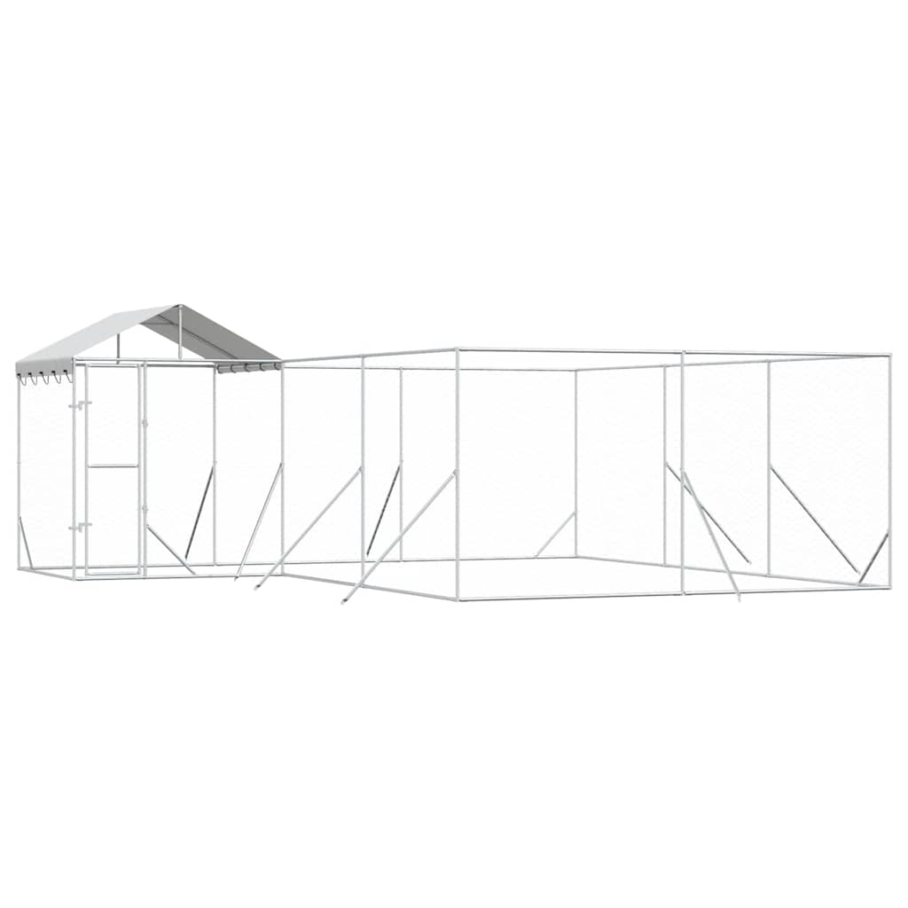 Utendørs hundekennel sølv 6x6x2,5 m galvanisert stål