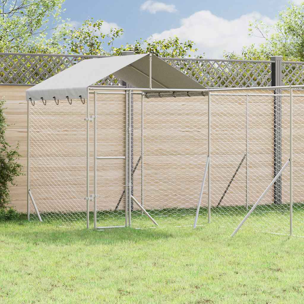 Utendørs hundekennel sølv 6x6x2,5 m galvanisert stål
