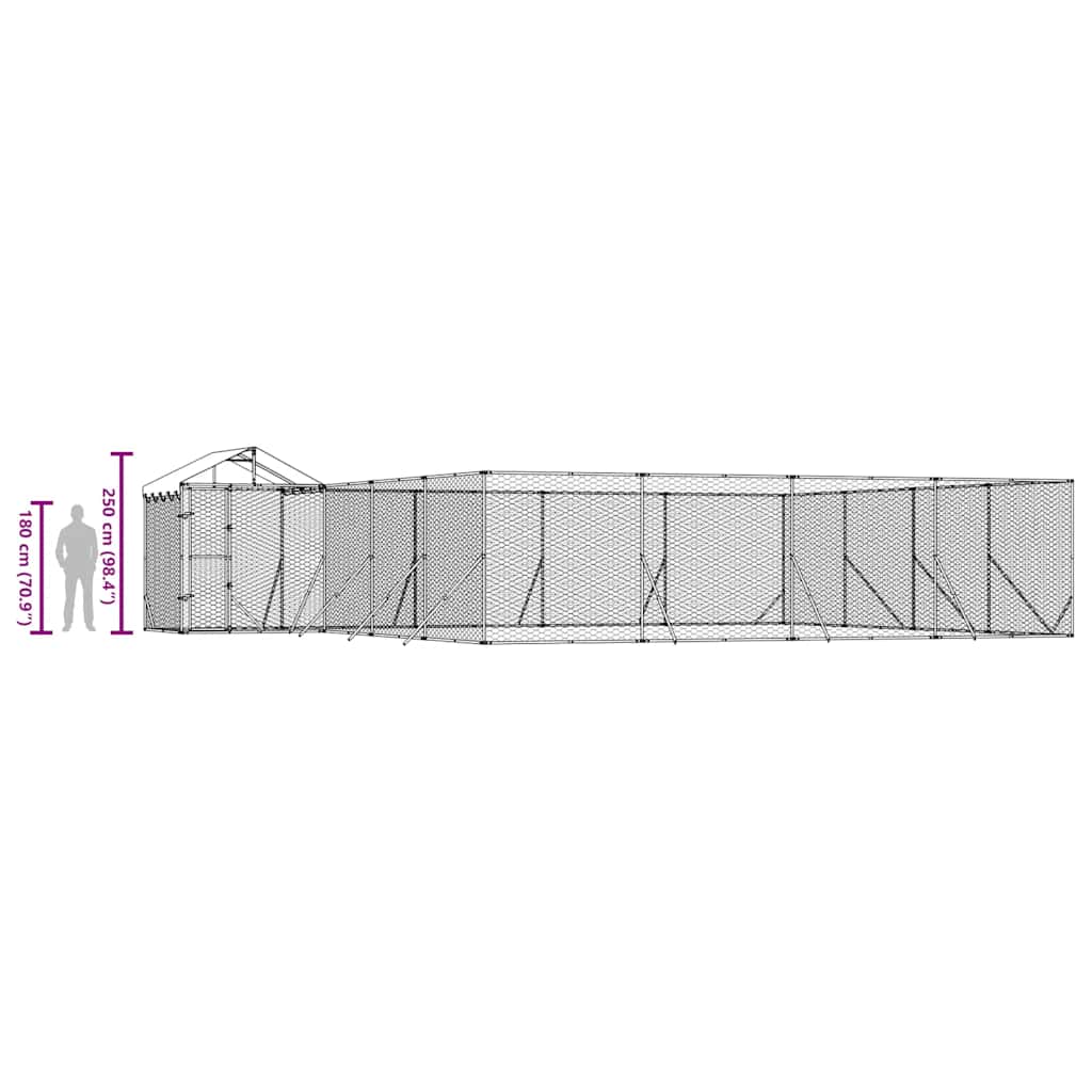 Utendørs hundekennel sølv 10x8x2,5 m galvanisert stål