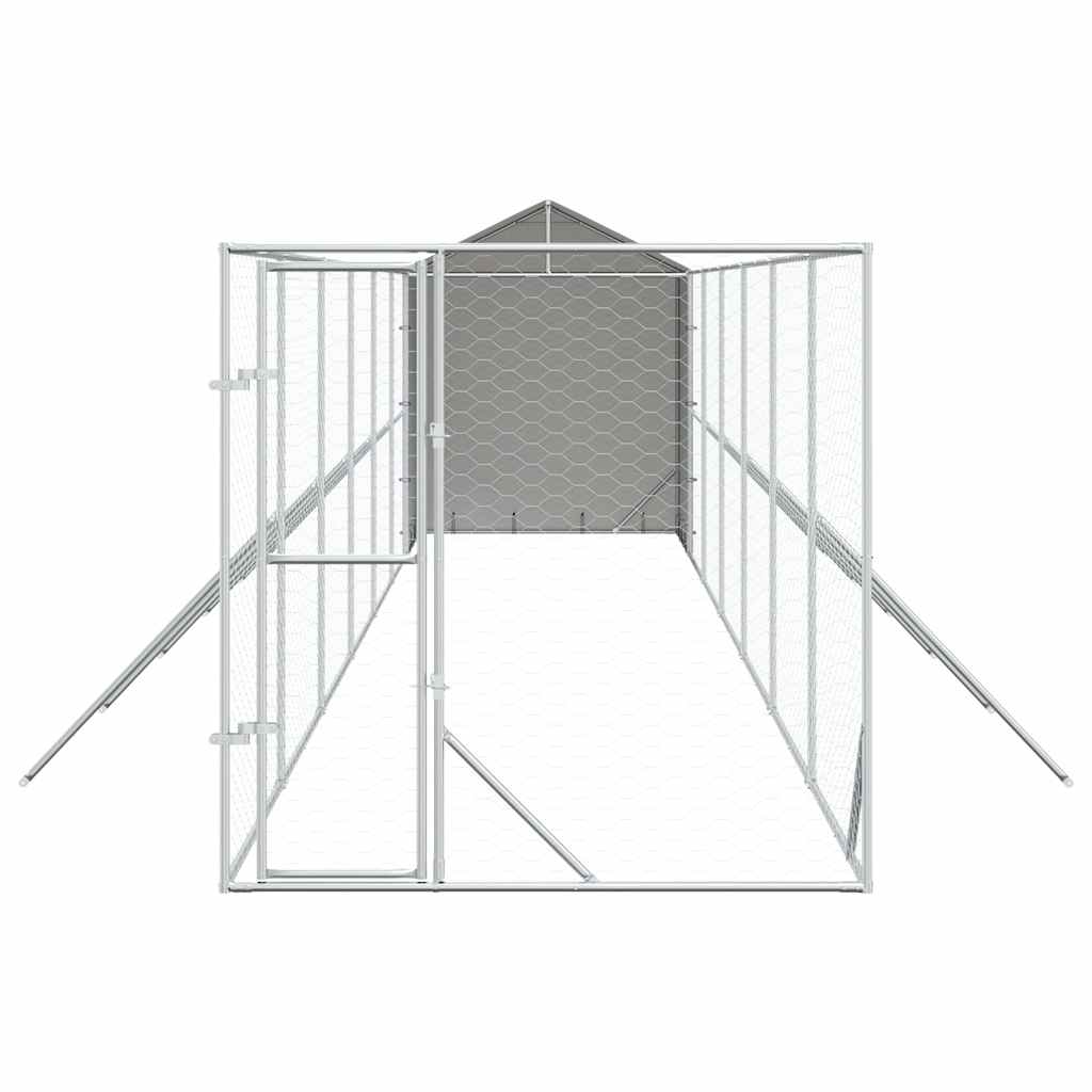 Utendørs hundekennel sølv 2x14x2,5 m galvanisert stål