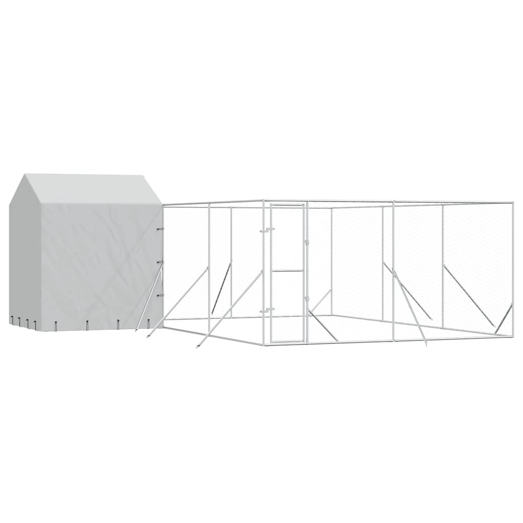 Utendørs hundekennel sølv 6x6x2,5 m galvanisert stål