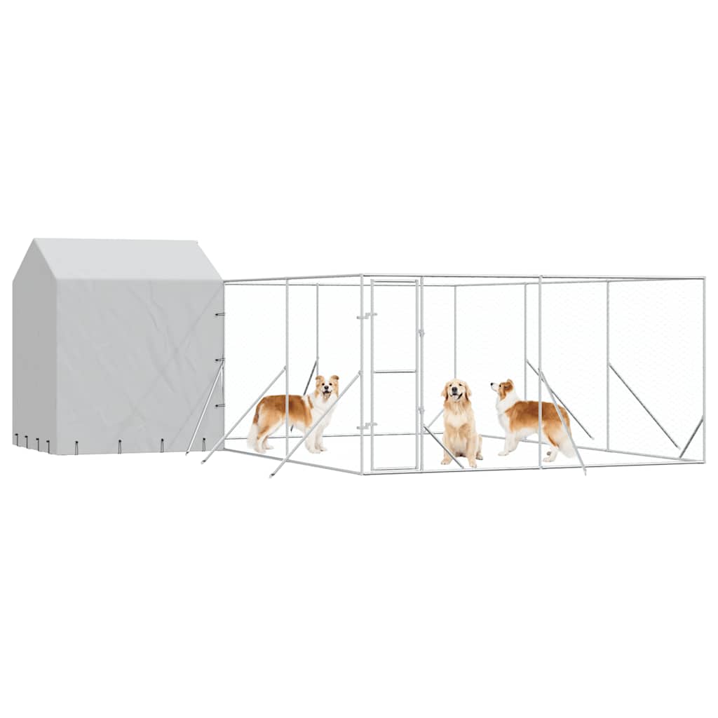 Utendørs hundekennel sølv 6x6x2,5 m galvanisert stål