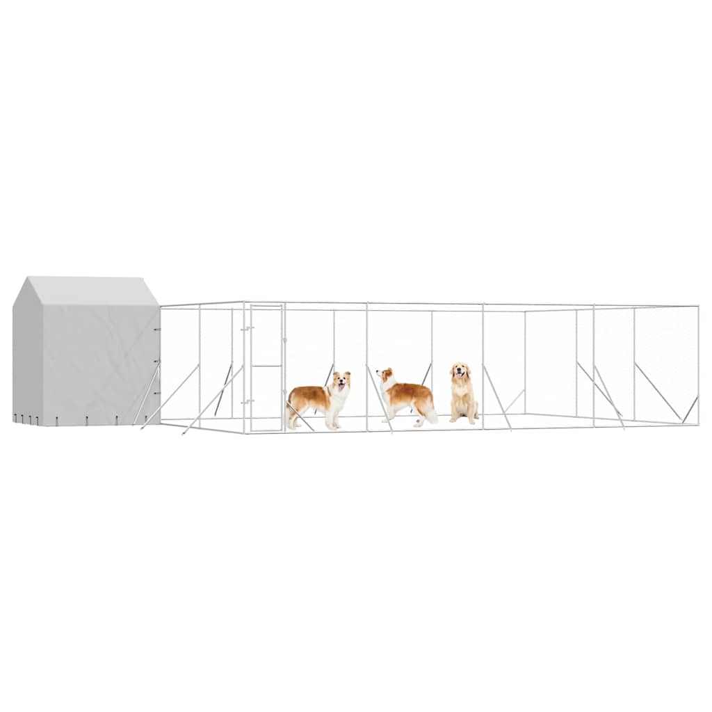 Utendørs hundekennel sølv 10x6x2,5 m galvanisert stål