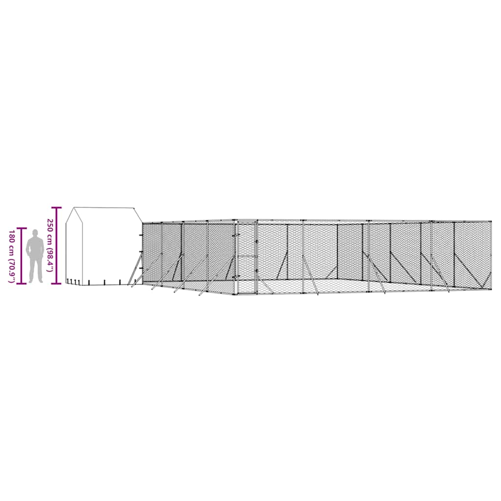 Utendørs hundekennel sølv 10x10x2,5 m galvanisert stål