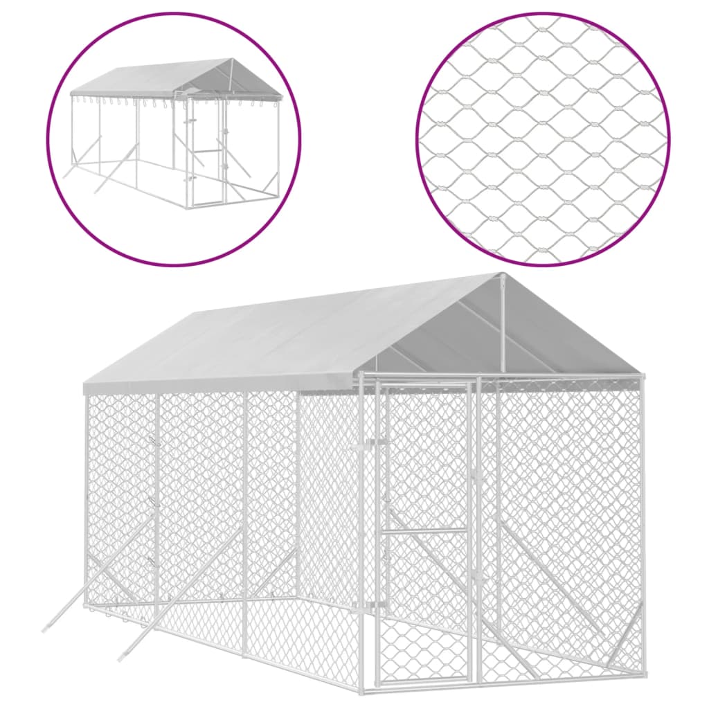 Utendørs hundekennel sølv 2x6x2,5 m galvanisert stål vidaXL