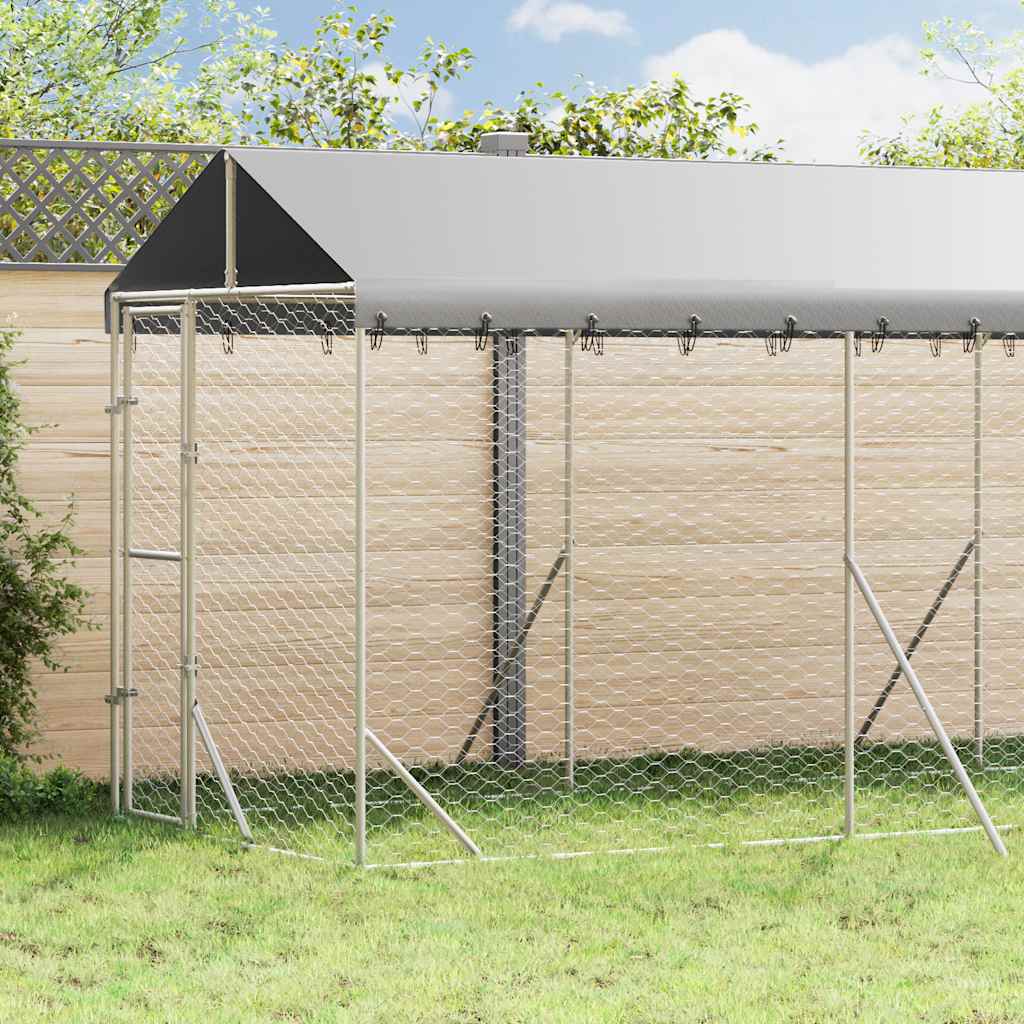 Utendørs hundekennel sølv 2x6x2,5 m galvanisert stål vidaXL