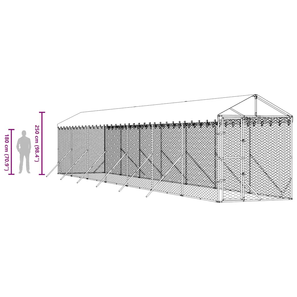 Utendørs hundekennel sølv 2x14x2,5 m galvanisert stål vidaXL