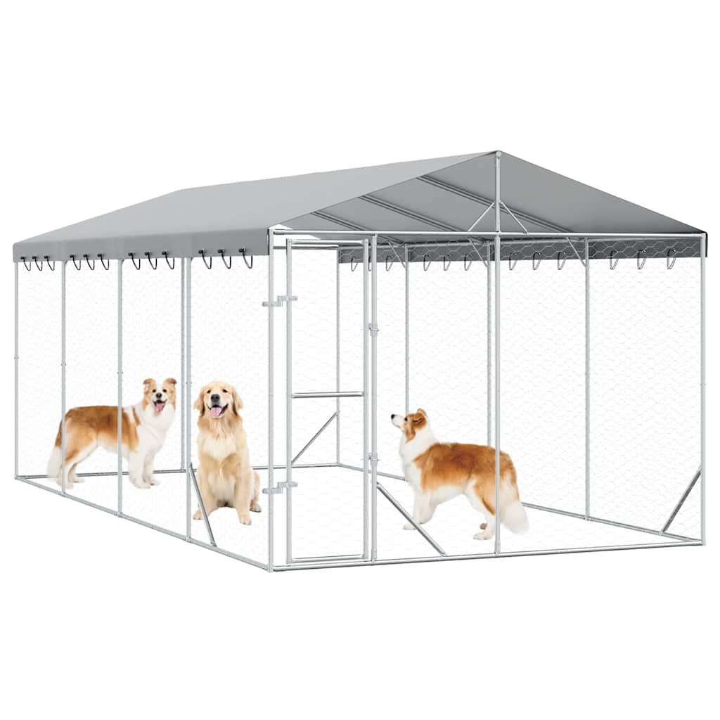 Utendørs hundekennel sølv 3x6x2,5 m galvanisert stål