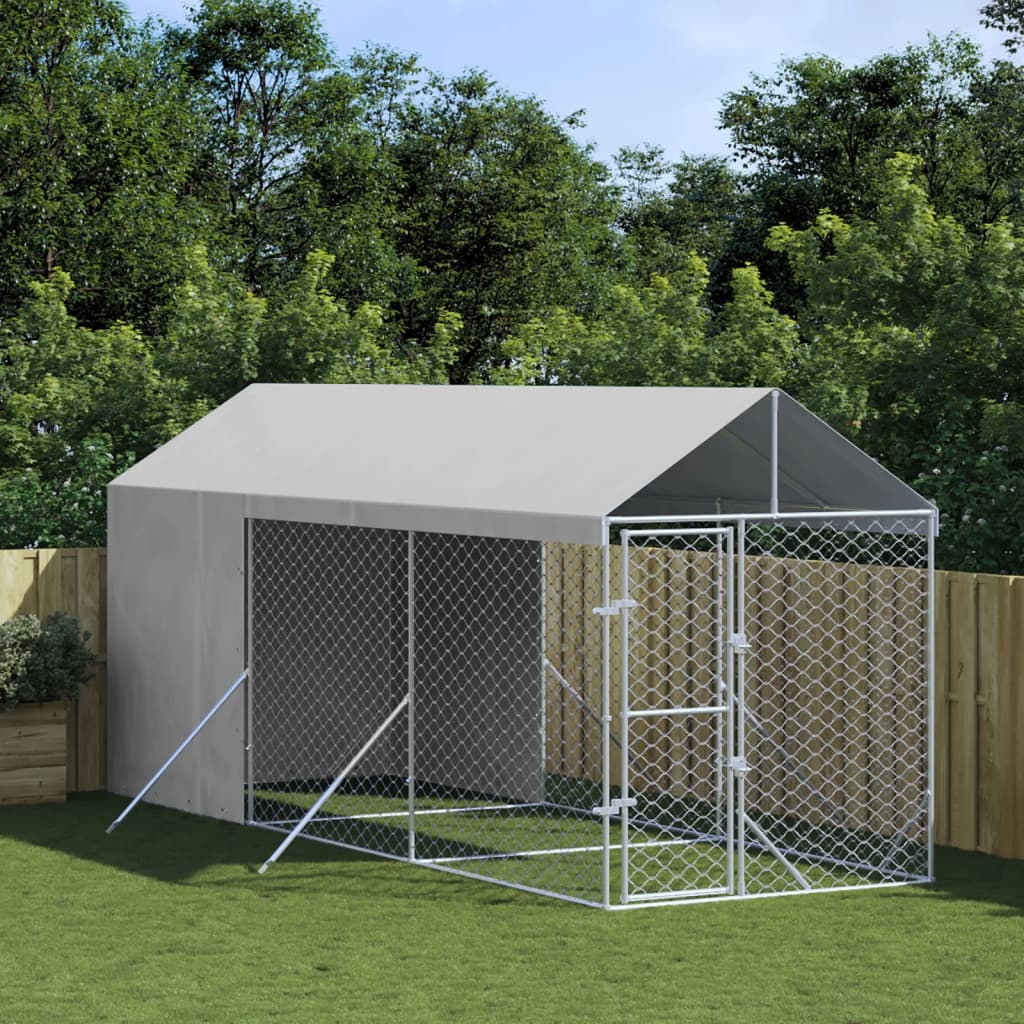 Utendørs hundekennel sølv 2x6x2,5 m galvanisert stål vidaXL