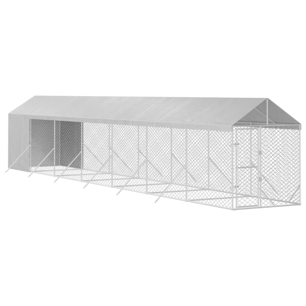 Utendørs hundekennel sølv 2x14x2,5 m galvanisert stål vidaXL