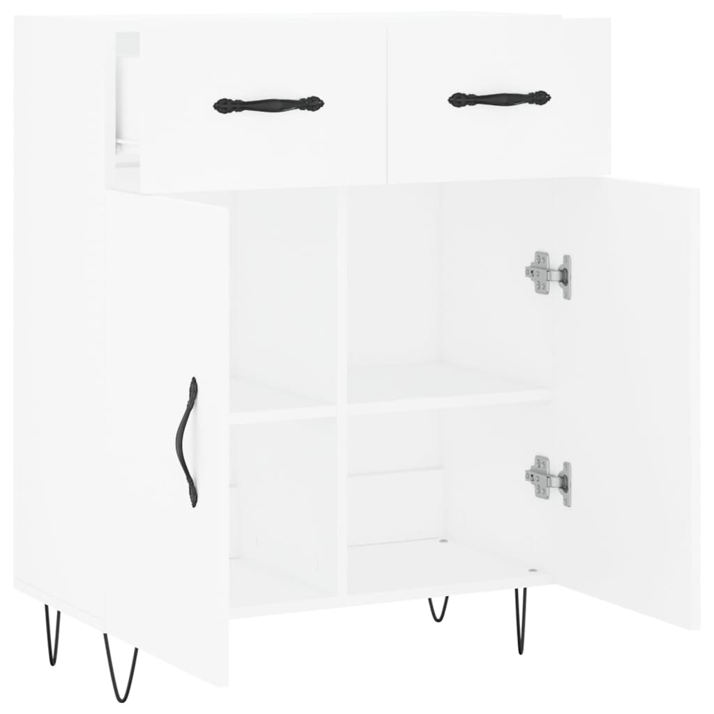 Skjenk hvit 69,5x34x90 cm konstruert tre