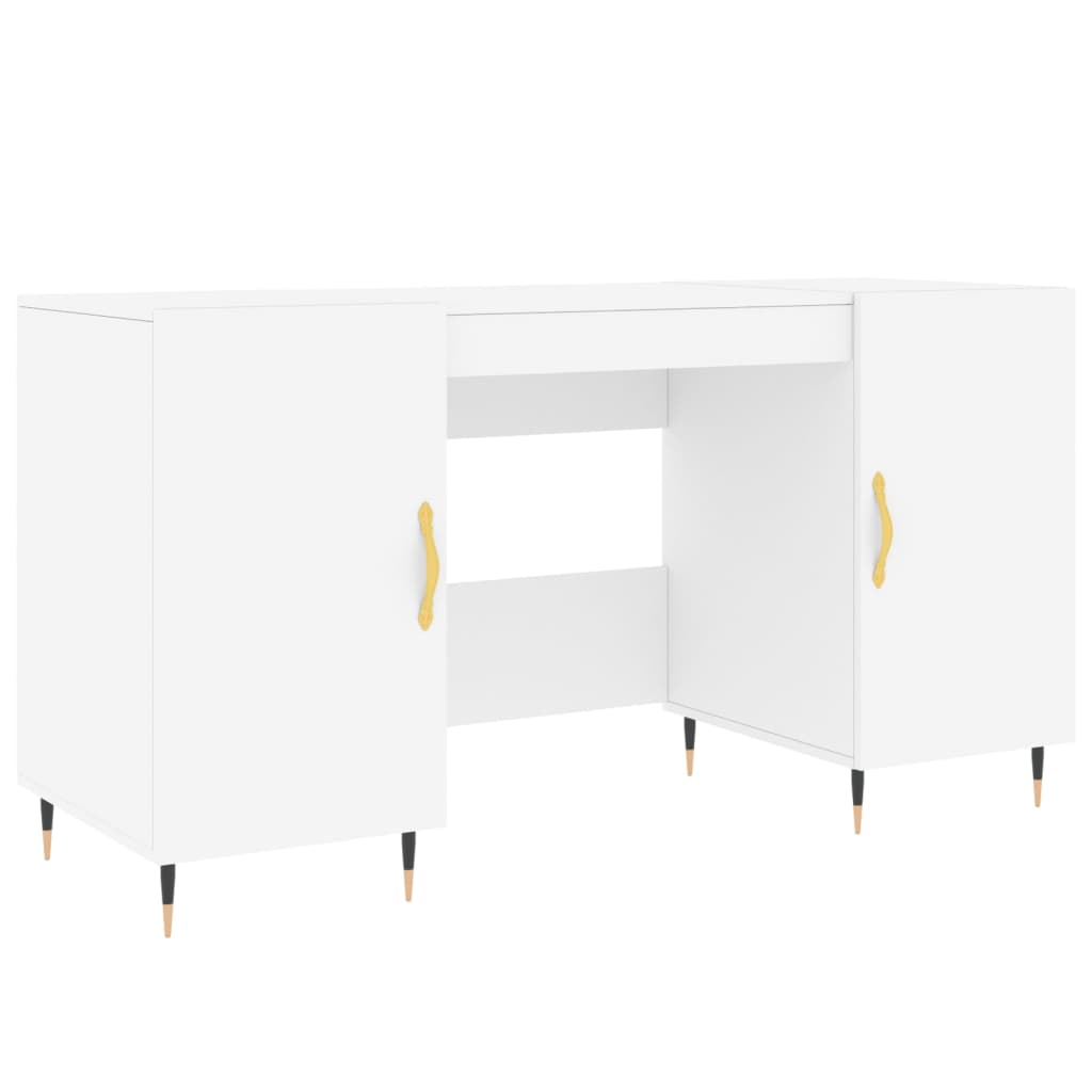 Skrivebord hvit 140x50x75 cm konstruert tre