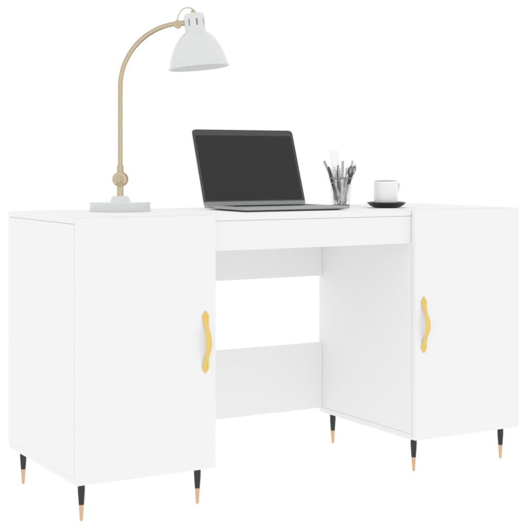 Skrivebord hvit 140x50x75 cm konstruert tre