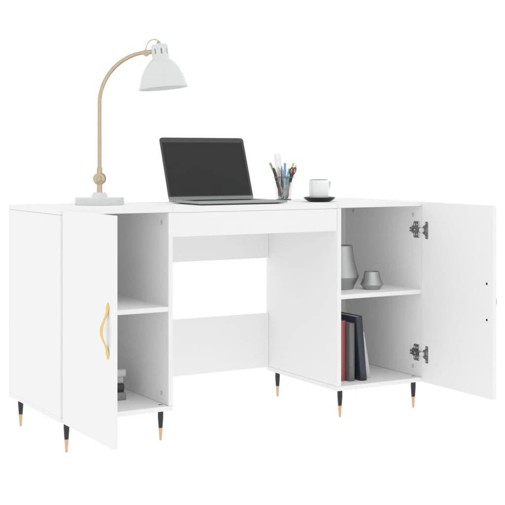 Skrivebord hvit 140x50x75 cm konstruert tre