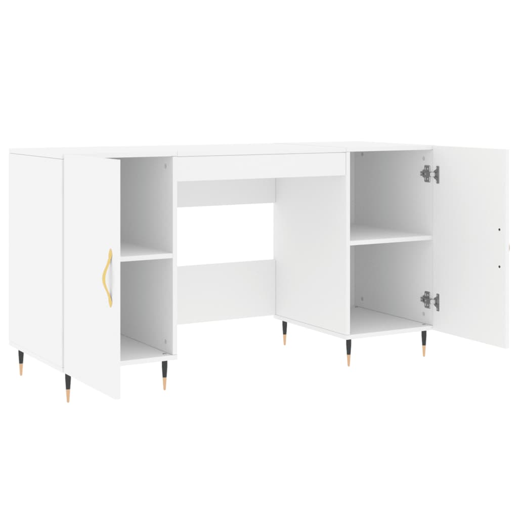 Skrivebord hvit 140x50x75 cm konstruert tre