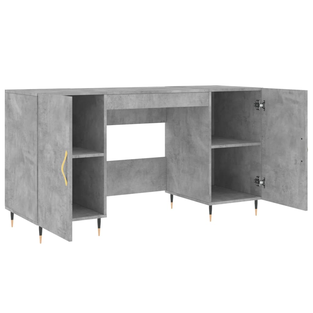 Skrivebord betonggrå 140x50x75 cm konstruert tre