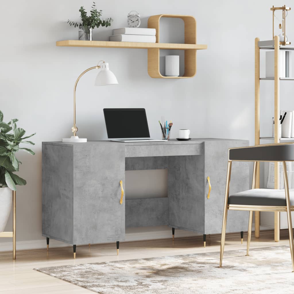 Skrivebord betonggrå 140x50x75 cm konstruert tre