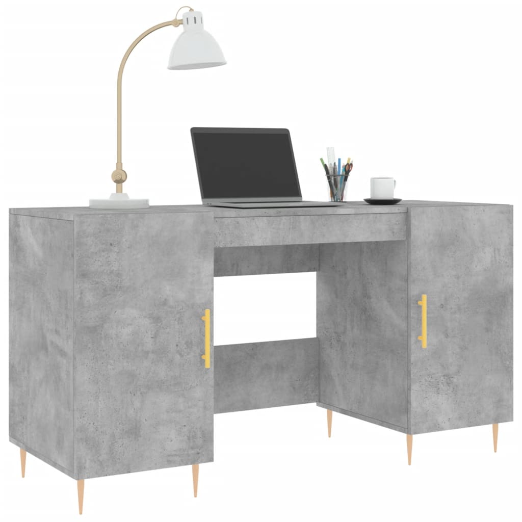 Skrivebord betonggrå 140x50x75 cm konstruert tre