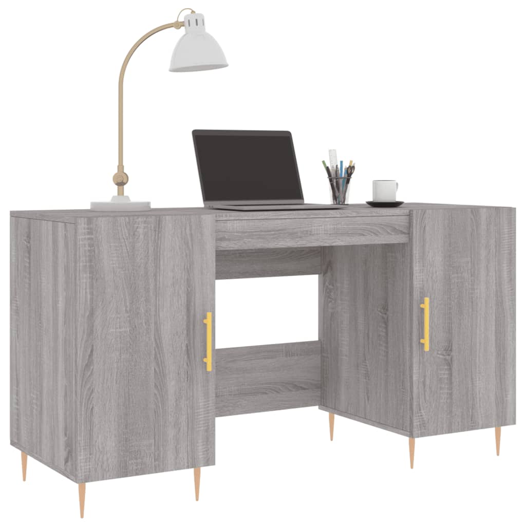 Skrivebord grå sonoma 140x50x75 cm konstruert tre