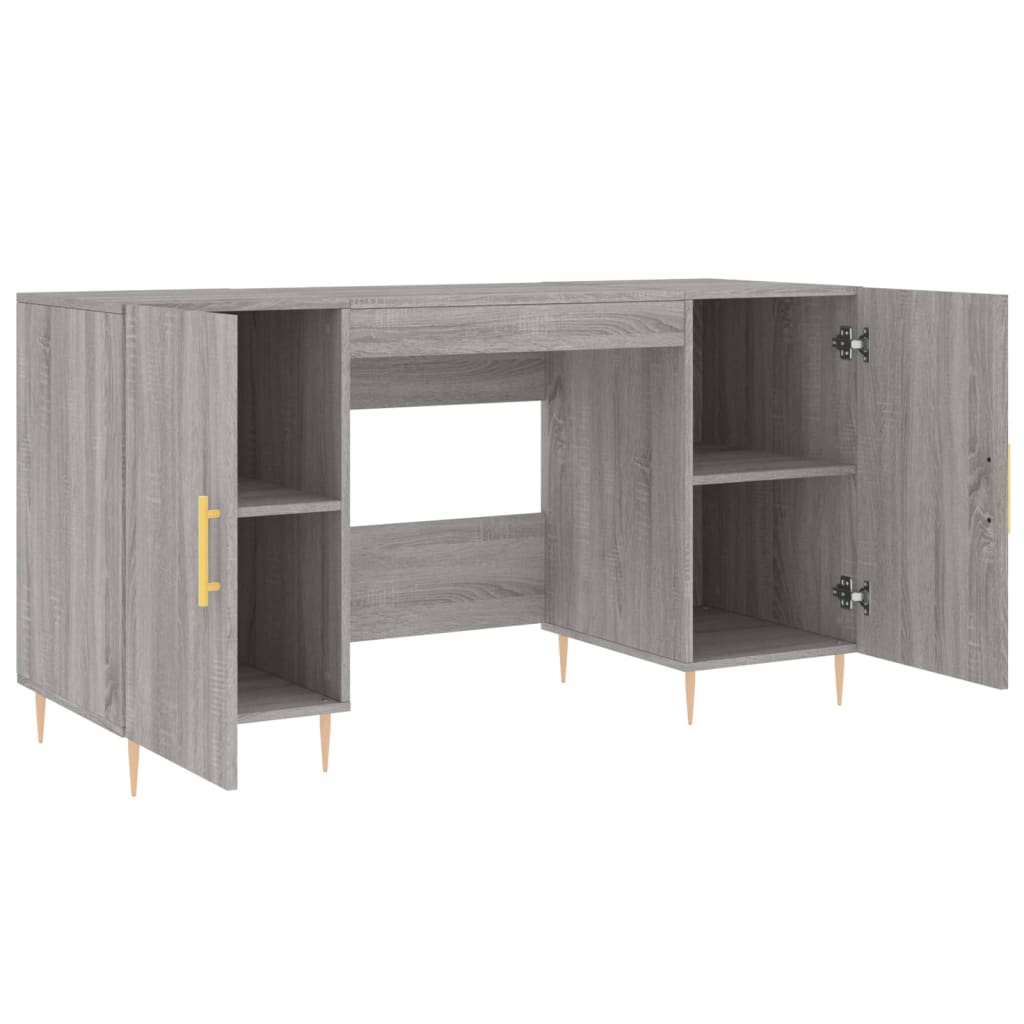 Skrivebord grå sonoma 140x50x75 cm konstruert tre