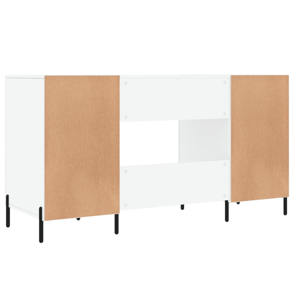 Skrivebord høyglans hvit 140x50x75 cm konstruert tre