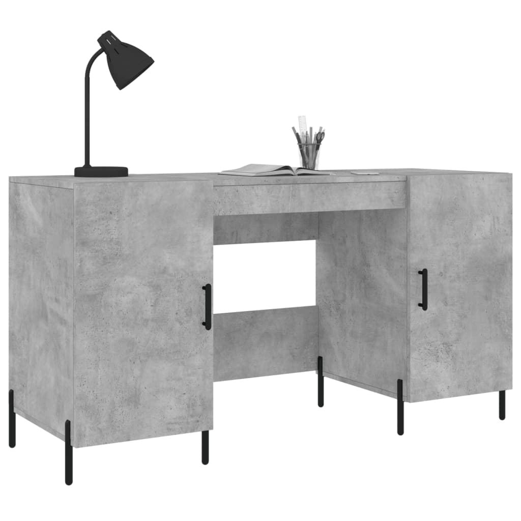 Skrivebord betonggrå 140x50x75 cm konstruert tre
