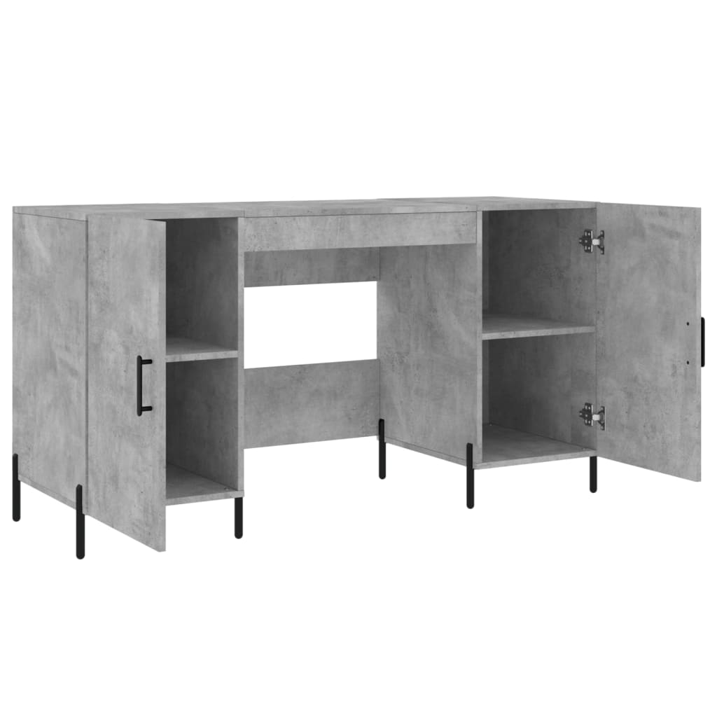 Skrivebord betonggrå 140x50x75 cm konstruert tre