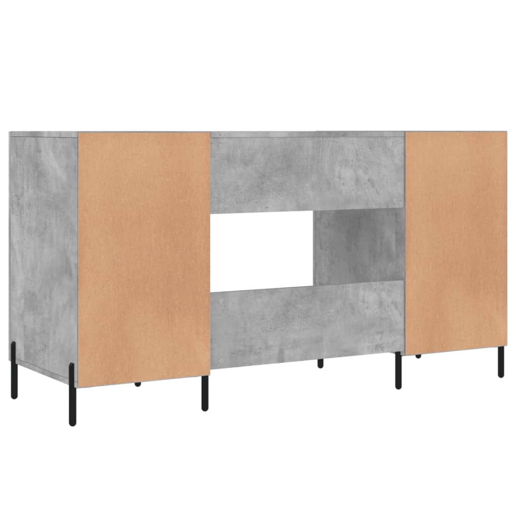 Skrivebord betonggrå 140x50x75 cm konstruert tre