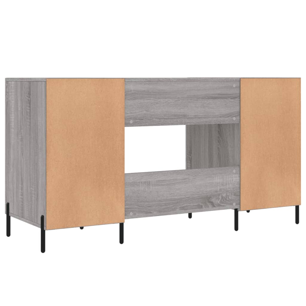 Skrivebord grå sonoma 140x50x75 cm konstruert tre