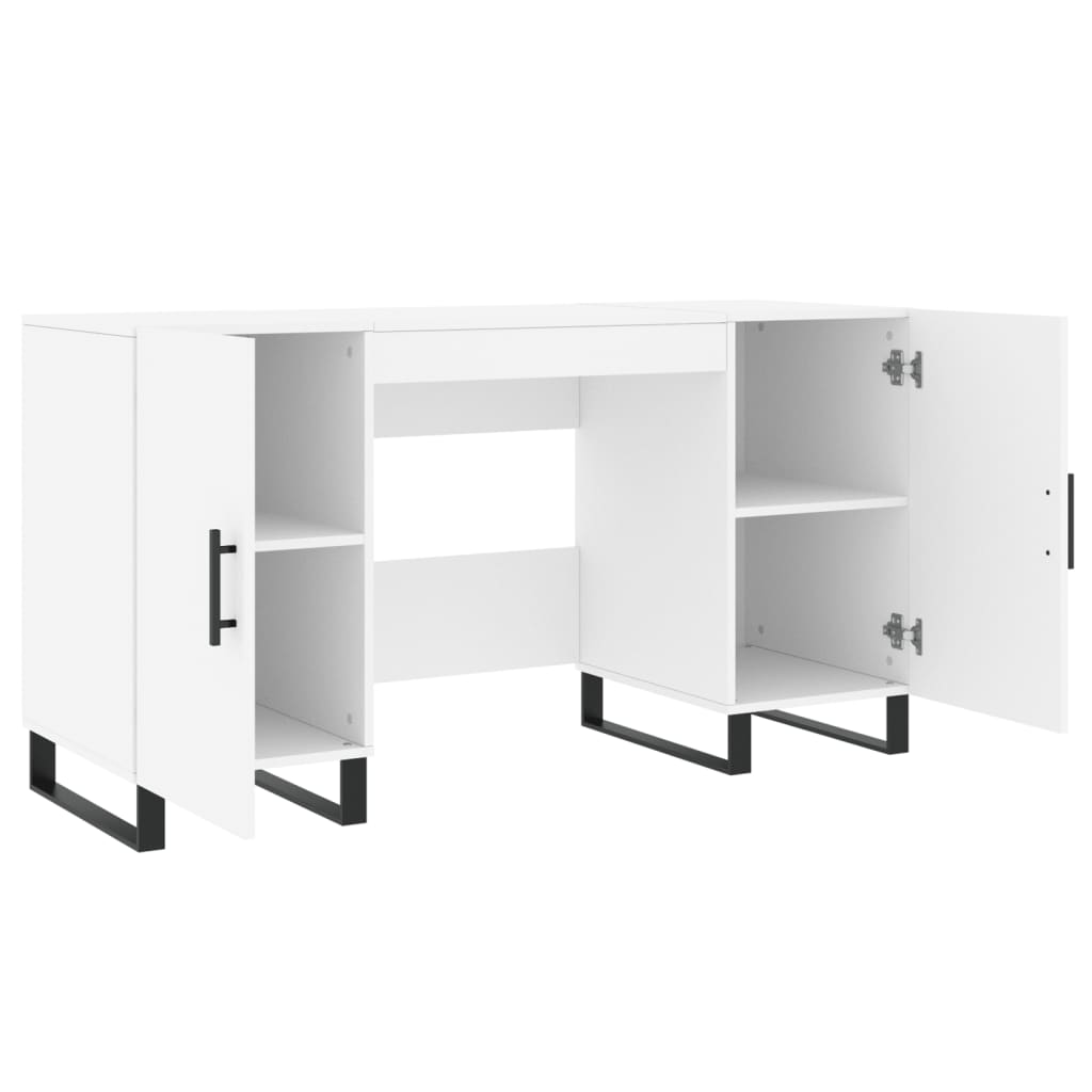 Skrivebord hvit 140x50x75 cm konstruert tre