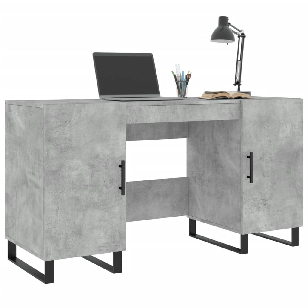 Skrivebord betonggrå 140x50x75 cm konstruert tre