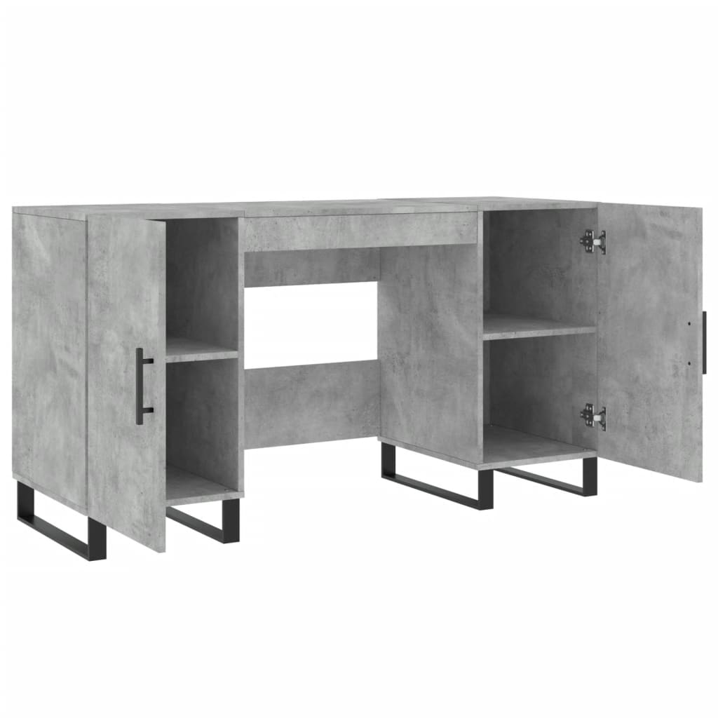 Skrivebord betonggrå 140x50x75 cm konstruert tre