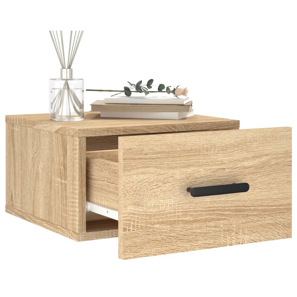 Veggmontert nattbord 2 stk sonoma eik 35x35x20 cm