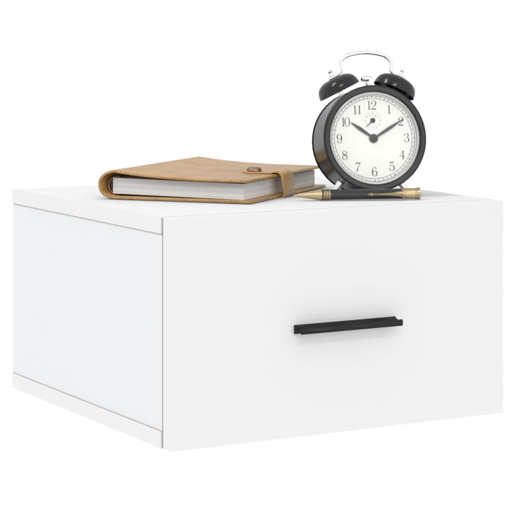 Veggmonterte nattbord 2 stk hvit 35x35x20 cm
