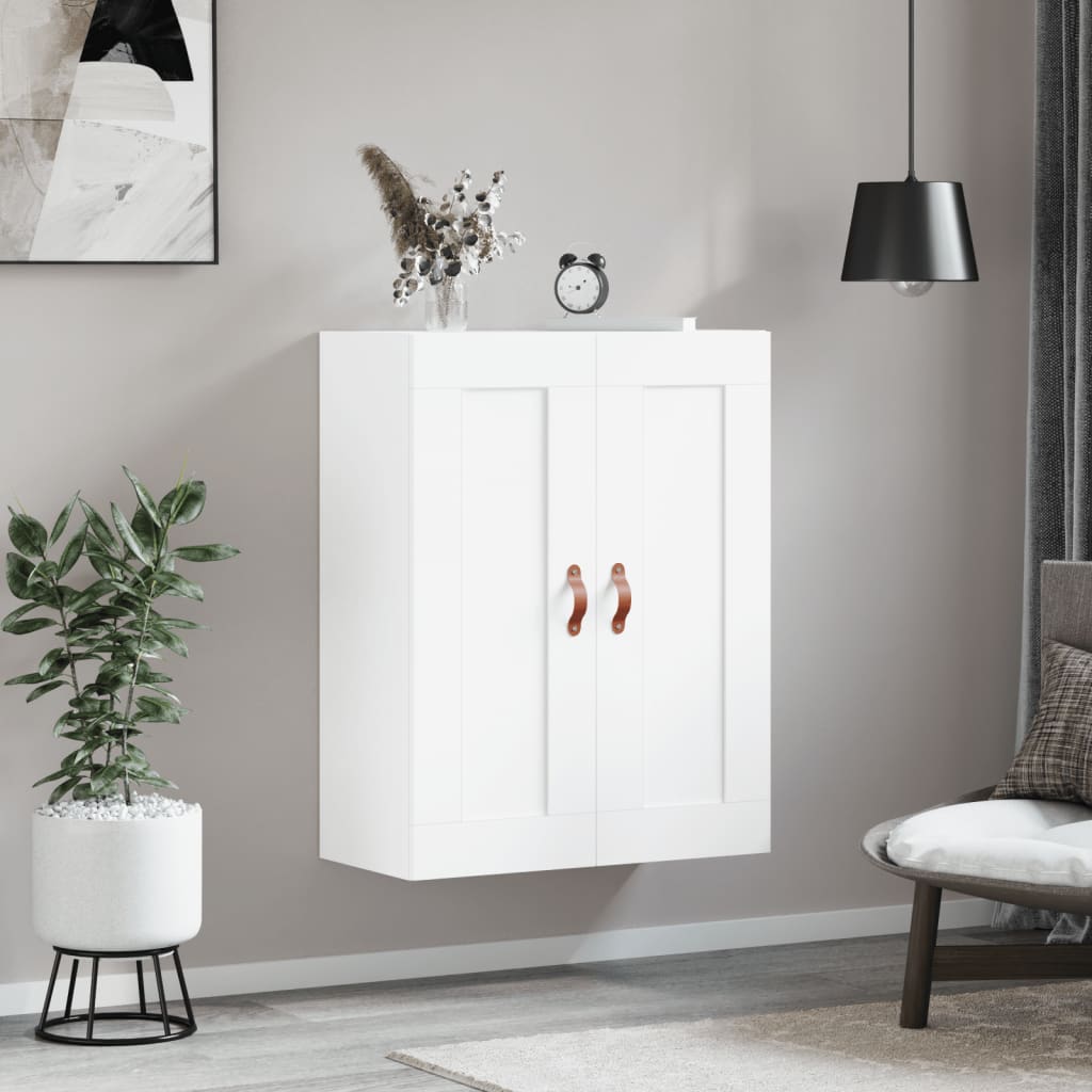 Veggmontert skap hvit 69,5x34x90 cm konstruert tre