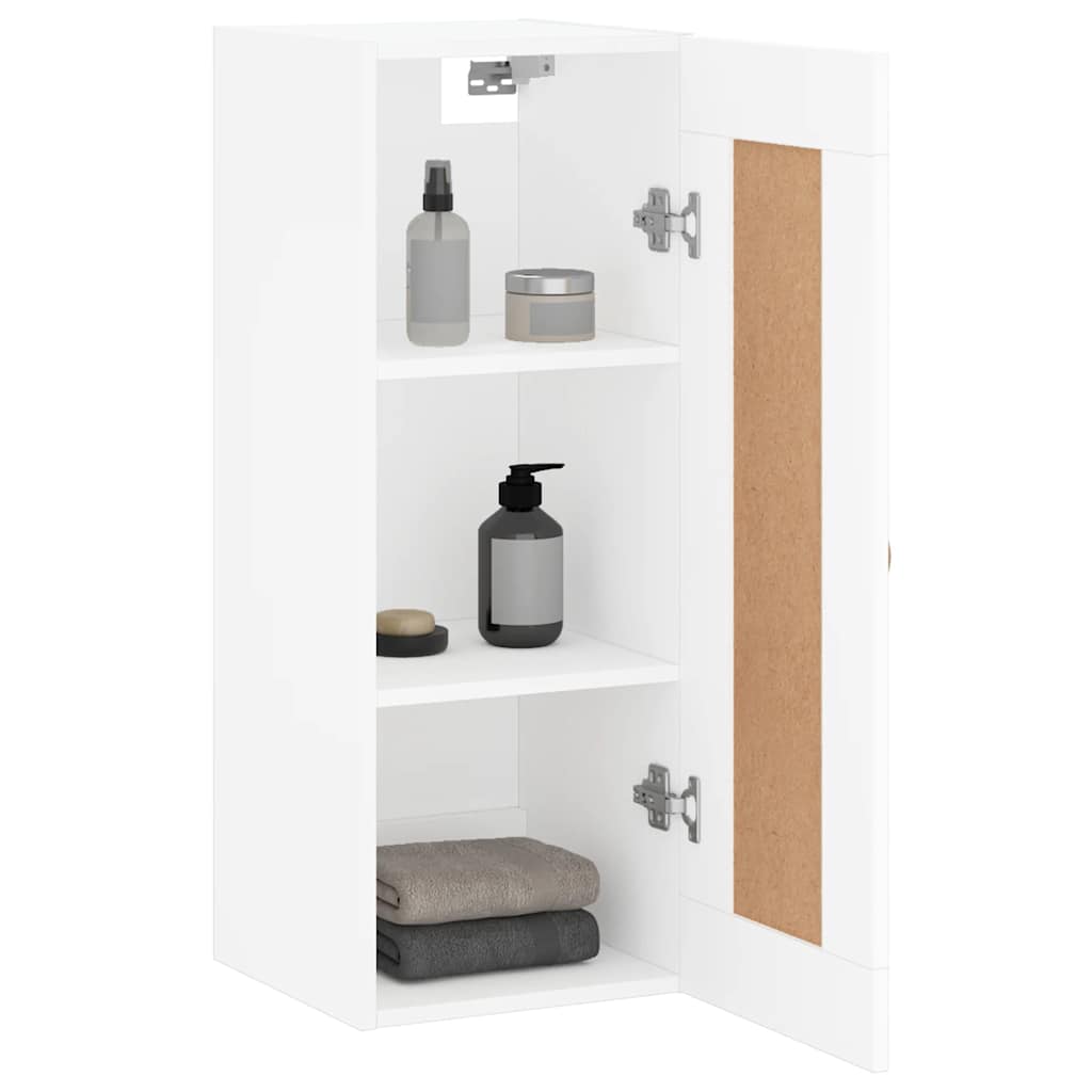 Veggmontert skap hvit 34,5x34x90 cm konstruert tre