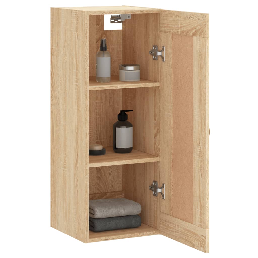 Veggmontert skap sonoma eik 34,5x34x90 cm konstruert tre