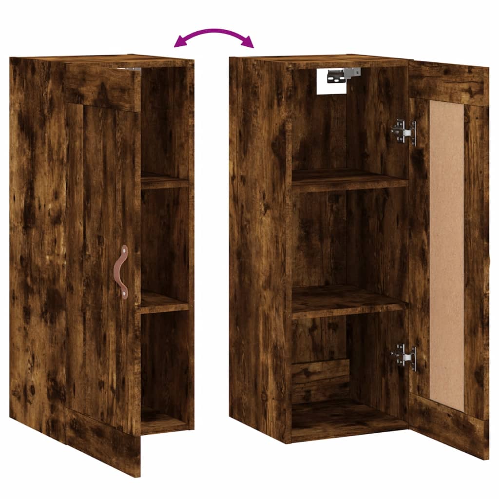 Veggskap røkt eik 34,5x34x90 cm konstruert tre
