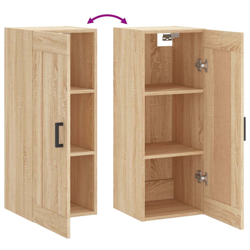 Veggmontert skap sonoma eik 34,5x34x90 cm konstruert tre