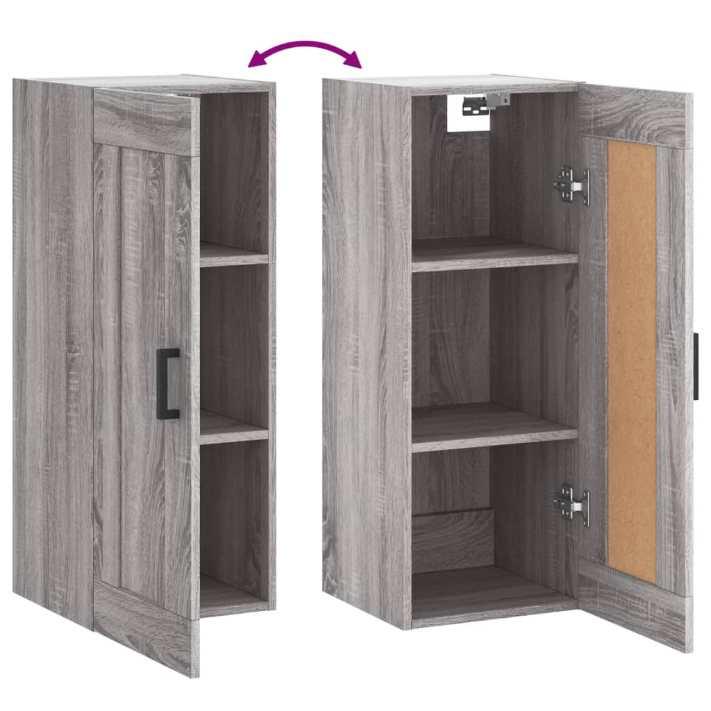 Veggmontert skap grå sonoma 34,5x34x90 cm konstruert tre