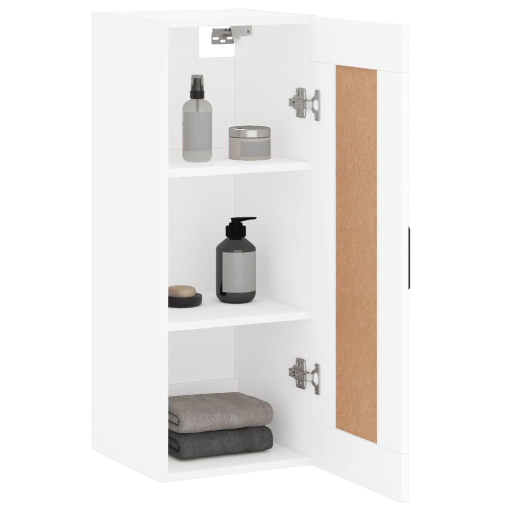 Veggmontert skap hvit 34,5x34x90 cm konstruert tre