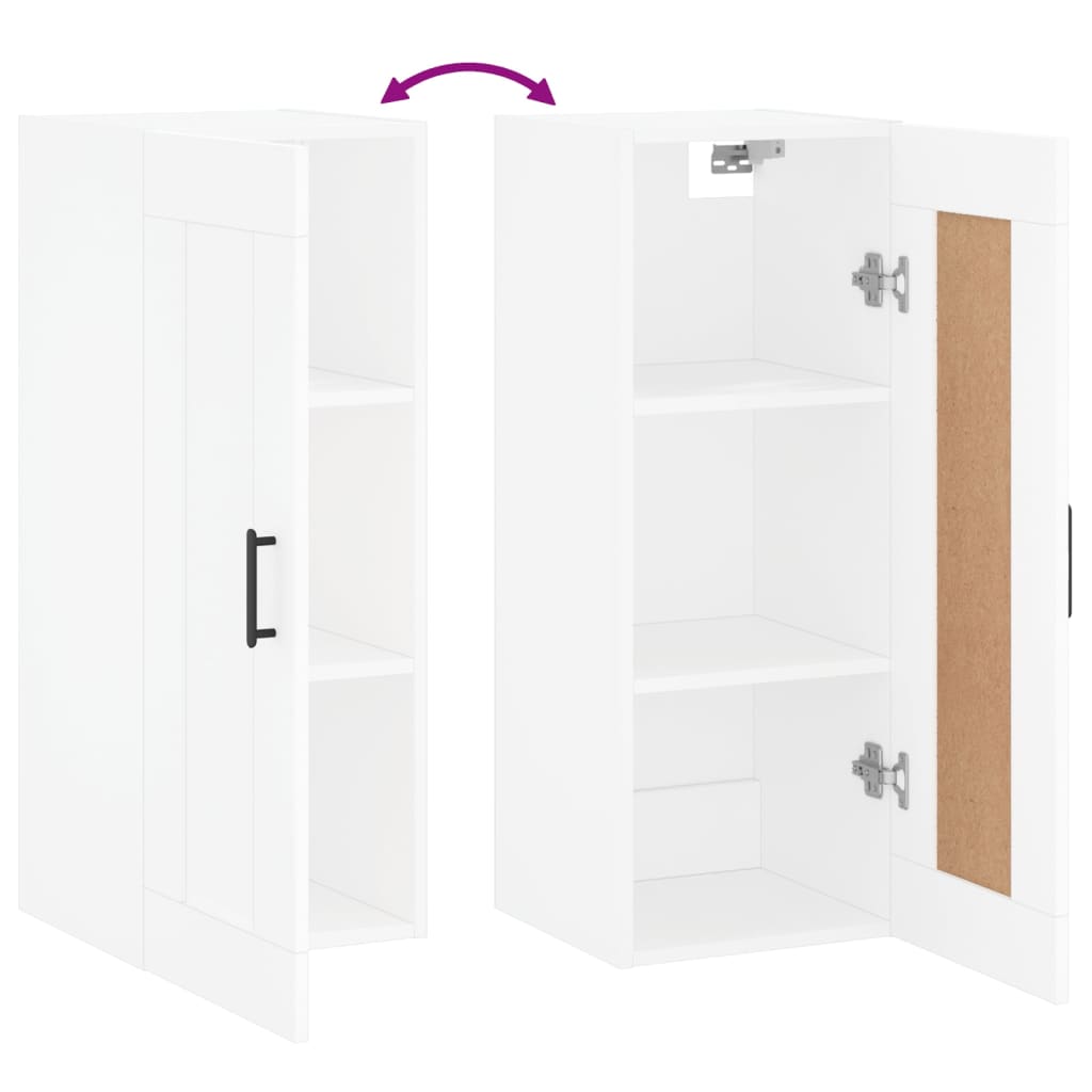Veggmontert skap hvit 34,5x34x90 cm konstruert tre
