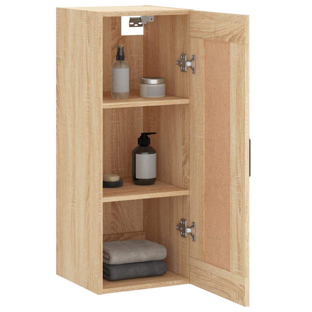 Veggmontert skap sonoma eik 34,5x34x90 cm konstruert tre