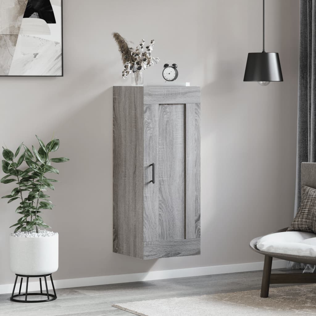 Veggmontert skap grå sonoma 34,5x34x90 cm konstruert tre