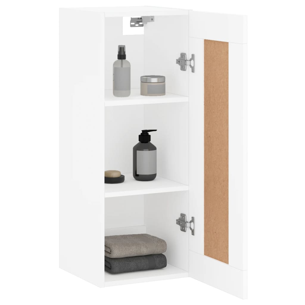 Veggmontert skap hvit 34,5x34x90 cm konstruert tre
