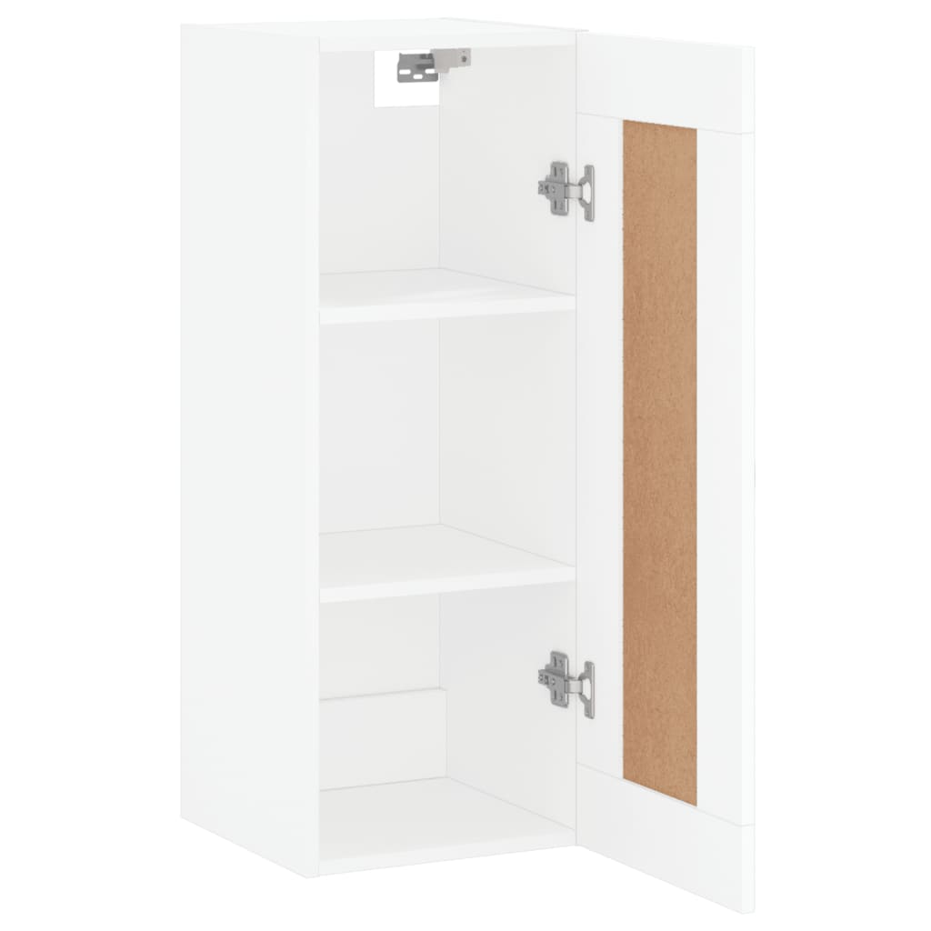 Veggmontert skap hvit 34,5x34x90 cm konstruert tre