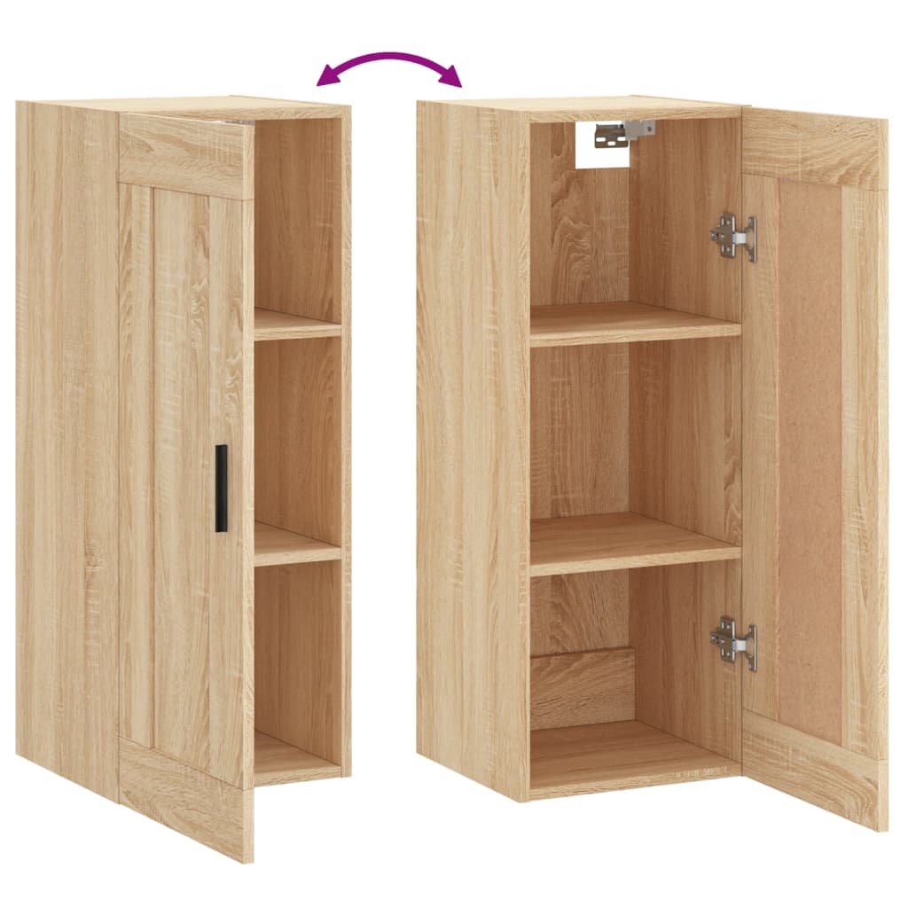 Veggmontert skap sonoma eik 34,5x34x90 cm konstruert tre