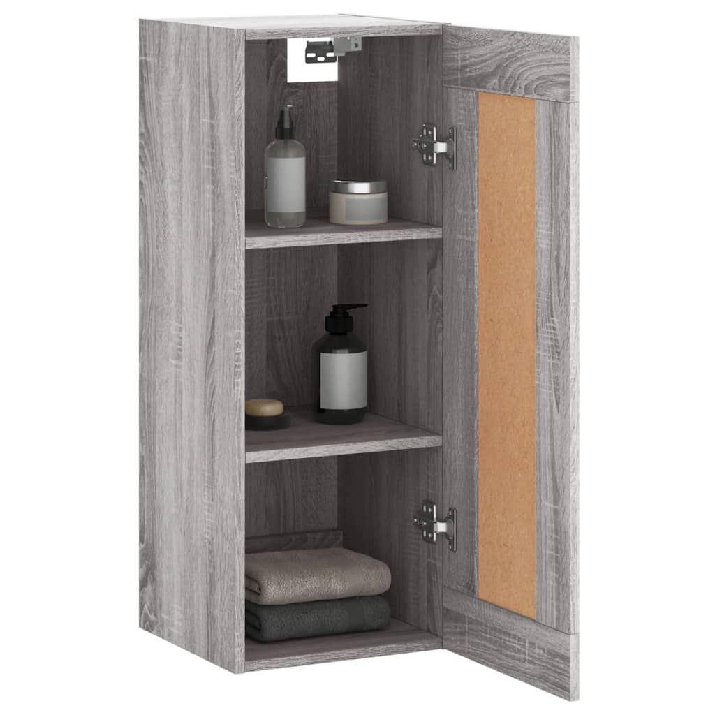 Veggmontert skap grå sonoma 34,5x34x90 cm konstruert tre